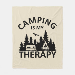 Camping is mijn therapie grappige camper slogan fleece deken