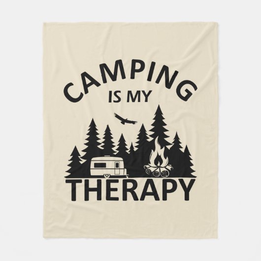 Camping is mijn therapie grappige camper slogan fleece deken (Voorkant)