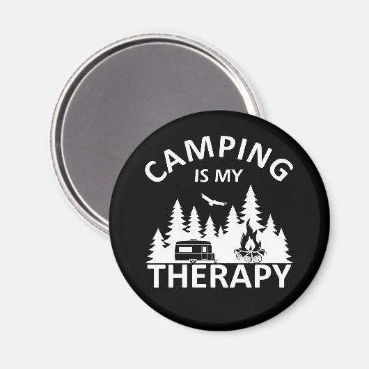 Camping is mijn therapie grappige camper slogan magneet (Voorkant / Achterkant)
