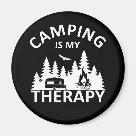 Camping is mijn therapie grappige camper slogan magneet (Voorkant)
