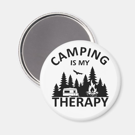 Camping is mijn therapie grappige camper slogan magneet (Voorkant / Achterkant)