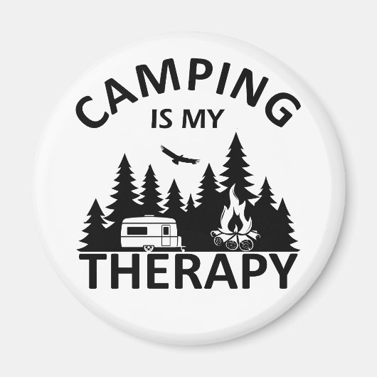 Camping is mijn therapie grappige camper slogan magneet (Voorkant)