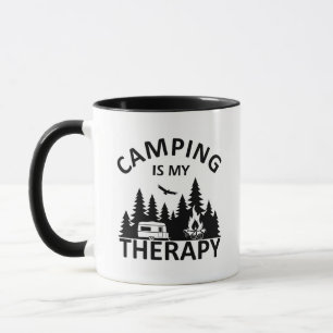 Camping is mijn therapie grappige camper slogan mok