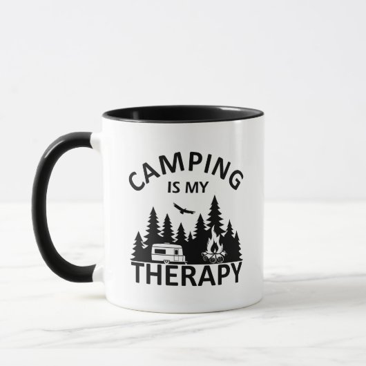Camping is mijn therapie grappige camper slogan mok (Links)