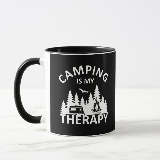 Camping is mijn therapie grappige camper slogan mok (Links)