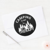 Camping is mijn therapie grappige camper slogan ronde sticker (Envelop)