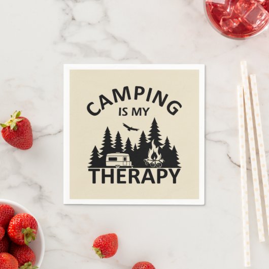 Camping is mijn therapie grappige camper slogan servet (Insitu)