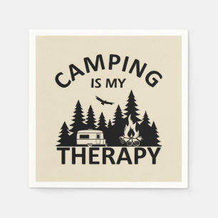 Camping is mijn therapie grappige camper slogan servet