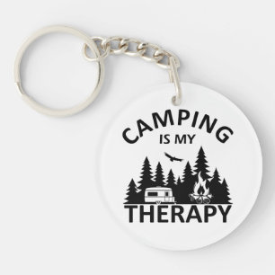 Camping is mijn therapie grappige camper slogan sleutelhanger