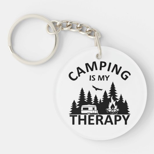 Camping is mijn therapie grappige camper slogan sleutelhanger (Voorkant)