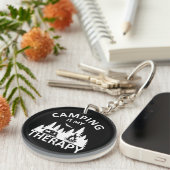 Camping is mijn therapie grappige camper slogan sleutelhanger (Voorkant Rechts)