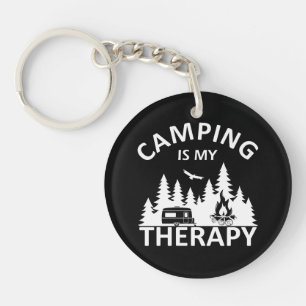 Camping is mijn therapie grappige camper slogan sleutelhanger