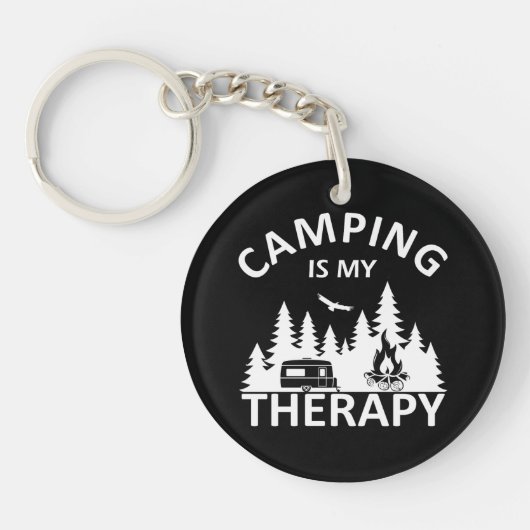 Camping is mijn therapie grappige camper slogan sleutelhanger (Voorkant)