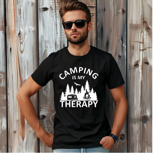 Camping is mijn therapie grappige camper slogan t-shirt