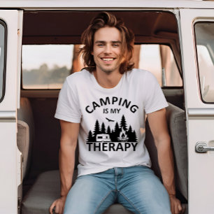 Camping is mijn therapie grappige camper slogan t-shirt