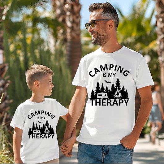 Camping is mijn therapie grappige camper slogan t-shirt