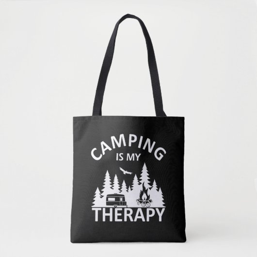 Camping is mijn therapie grappige camper slogan tote bag (Voorkant)