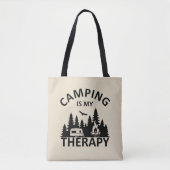 Camping is mijn therapie grappige camper slogan tote bag (Voorkant)