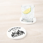 Camping is mijn therapie grappige camper slogan zandsteen onderzetter (Zijkant)