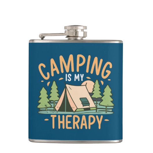 Camping is mijn therapie heupfles (Voorkant)
