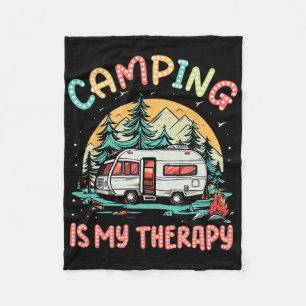 Camping is mijn therapie Kampvuur Zomer Kamp Famil Fleece Deken