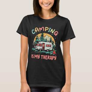 Camping is mijn therapie kampvuur zomerkamp famili t-shirt