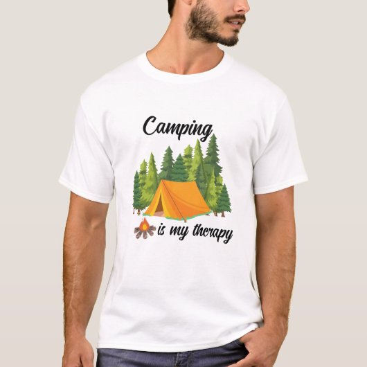 Camping is mijn therapie levendige zomer T-shirt (Voorkant)