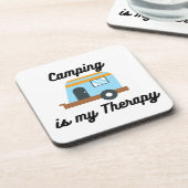 Camping is mijn therapie op een plastic bier onderzetter (Linkerzijde)