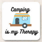 Camping is mijn therapie op een plastic bier onderzetter (Voorkant)
