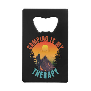 Camping is mijn therapie outdoor vakantiegeschenk creditkaart flessenopener