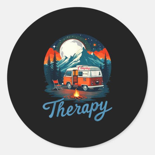 Camping is mijn therapie ronde sticker (Voorkant)