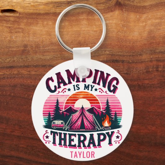 Camping is mijn therapie sleutelhanger (Achterkant)