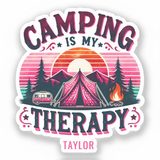 Camping is mijn therapie sticker (Voorkant)