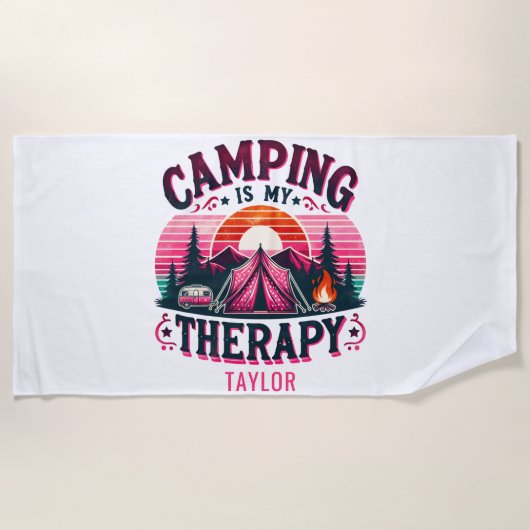 Camping is mijn therapie strandlaken (Voorkant)