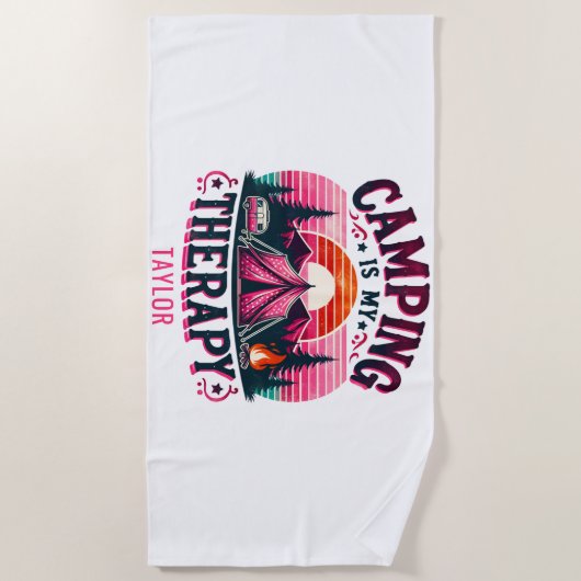 Camping is mijn therapie strandlaken (Voorkant)