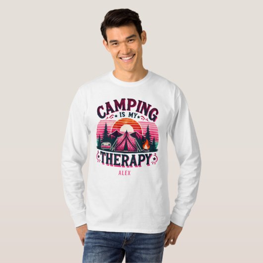 Camping is mijn therapie t-shirt (Voorkant volledig)