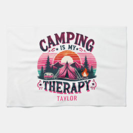 Camping is mijn therapie theedoek