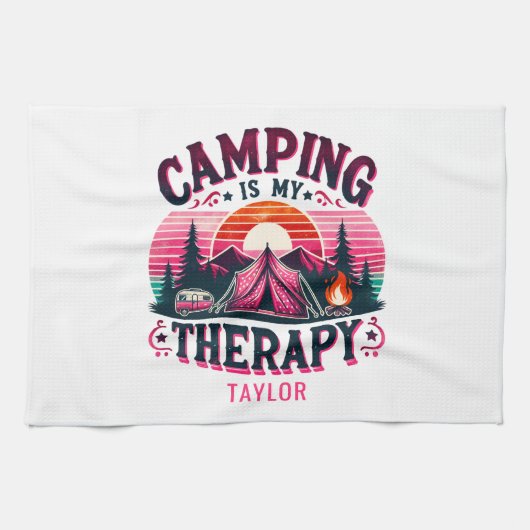 Camping is mijn therapie theedoek (Horizontaal)