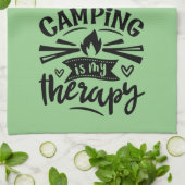 Camping is mijn therapie theedoek (Gevouwen)