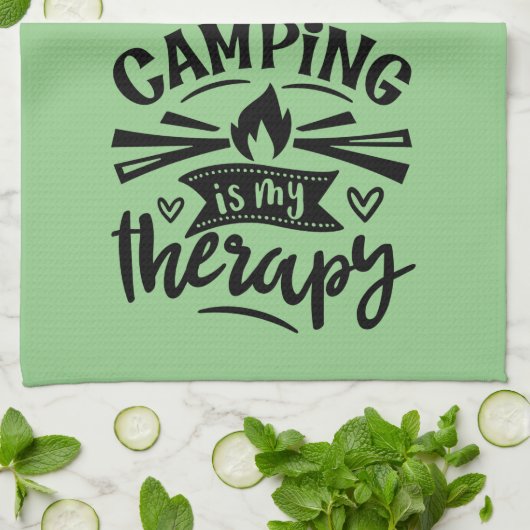 Camping is mijn therapie theedoek (Gevouwen)
