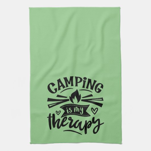 Camping is mijn therapie theedoek (Verticaal)