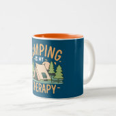 Camping is mijn therapie tweekleurige koffiemok (Voorkant rechts)