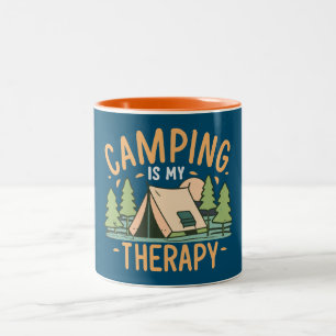 Camping is mijn therapie tweekleurige koffiemok