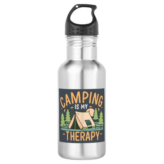 Camping is mijn therapie waterfles  (Voorkant)