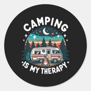 Camping is mijn therapie zomer vakantie familie ma ronde sticker