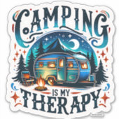 Camping is mijn Therapy Sticker – Schattigee Campe (Voorkant)