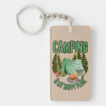 Camping is mijn vrolijke plek acryl sleutelhanger