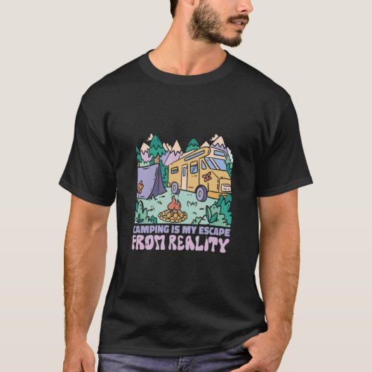 Camping is my Escape from Reality  Camper Van  Car T-shirt (Voorkant)