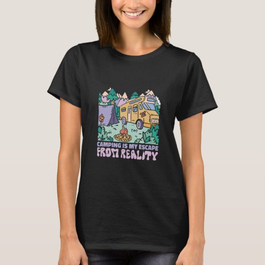 Camping is my Escape from Reality  Camper Van  Car T-shirt (Voorkant)