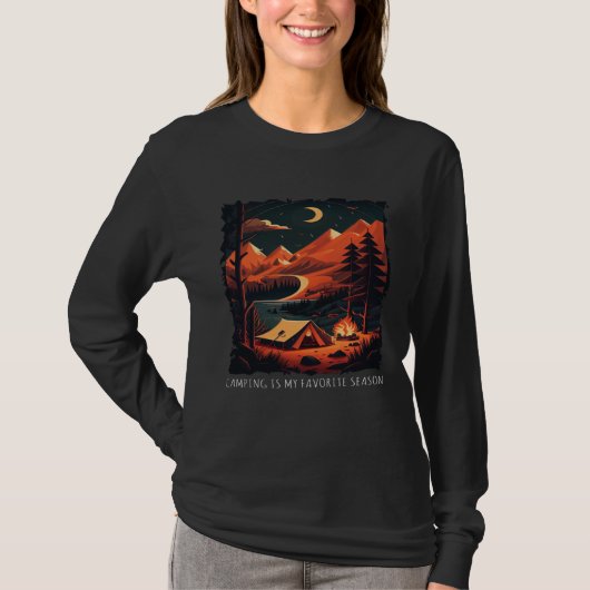 Camping Is My Favorite Season retro camping T-shirt (Voorkant)